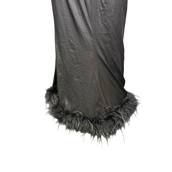 Hutch Black One Shoulder Midi Dress with Feathers Hem Size 6 Elegant Gown - Picture 8 of 10